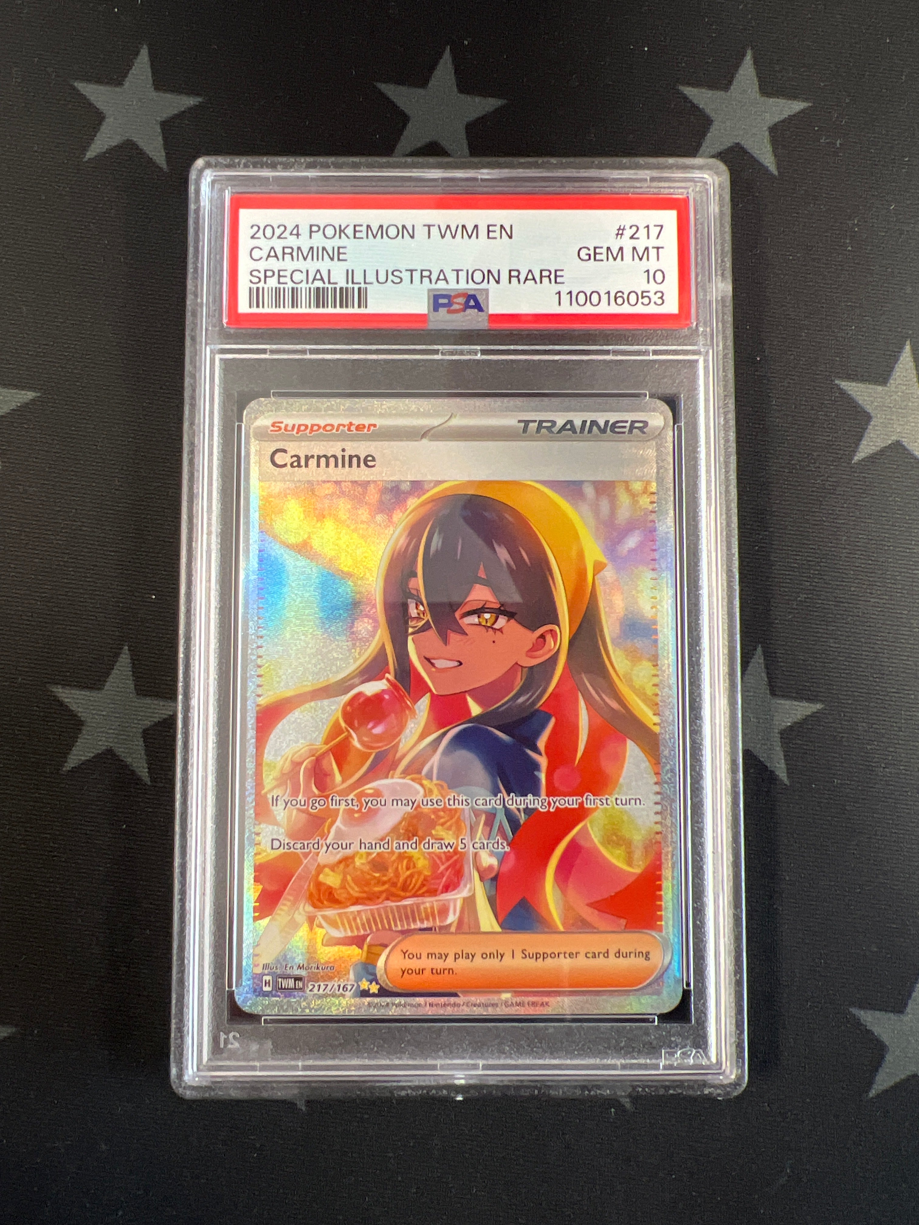 Carmine Pokemon Card (Twilight Masquerade 217/167) Full Art GEM MINT PSA 10 - Rare Collectible Trading Card for Pokemon TCG Players & Collectors - Perfect for Display, Gaming & Investment
