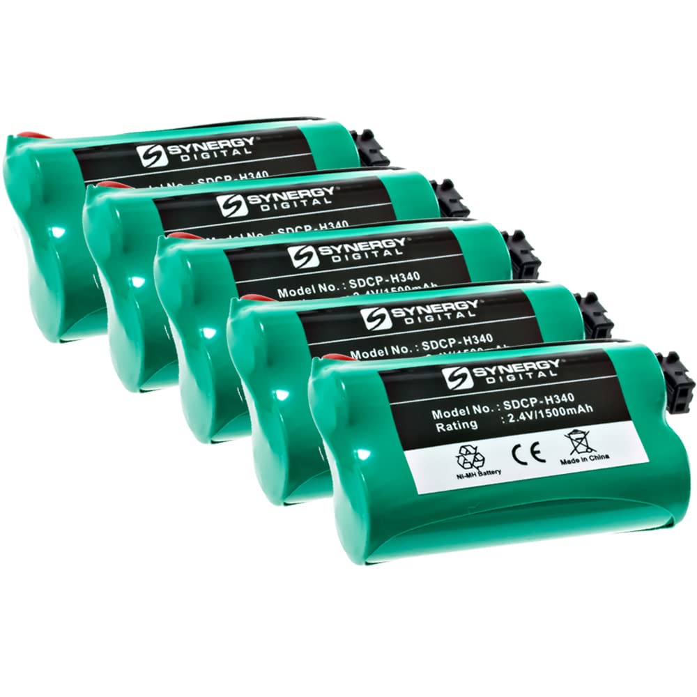 Synergy Digital Cordless Phone Batteries - 5 Pack Ni-MH 2.4V 1500mAh Replacement Battery for Uniden BP-904 Phones | Ultra High Capacity | Perfect for Home & Office Cordless Phones | Long Lasting Power for Daily Use