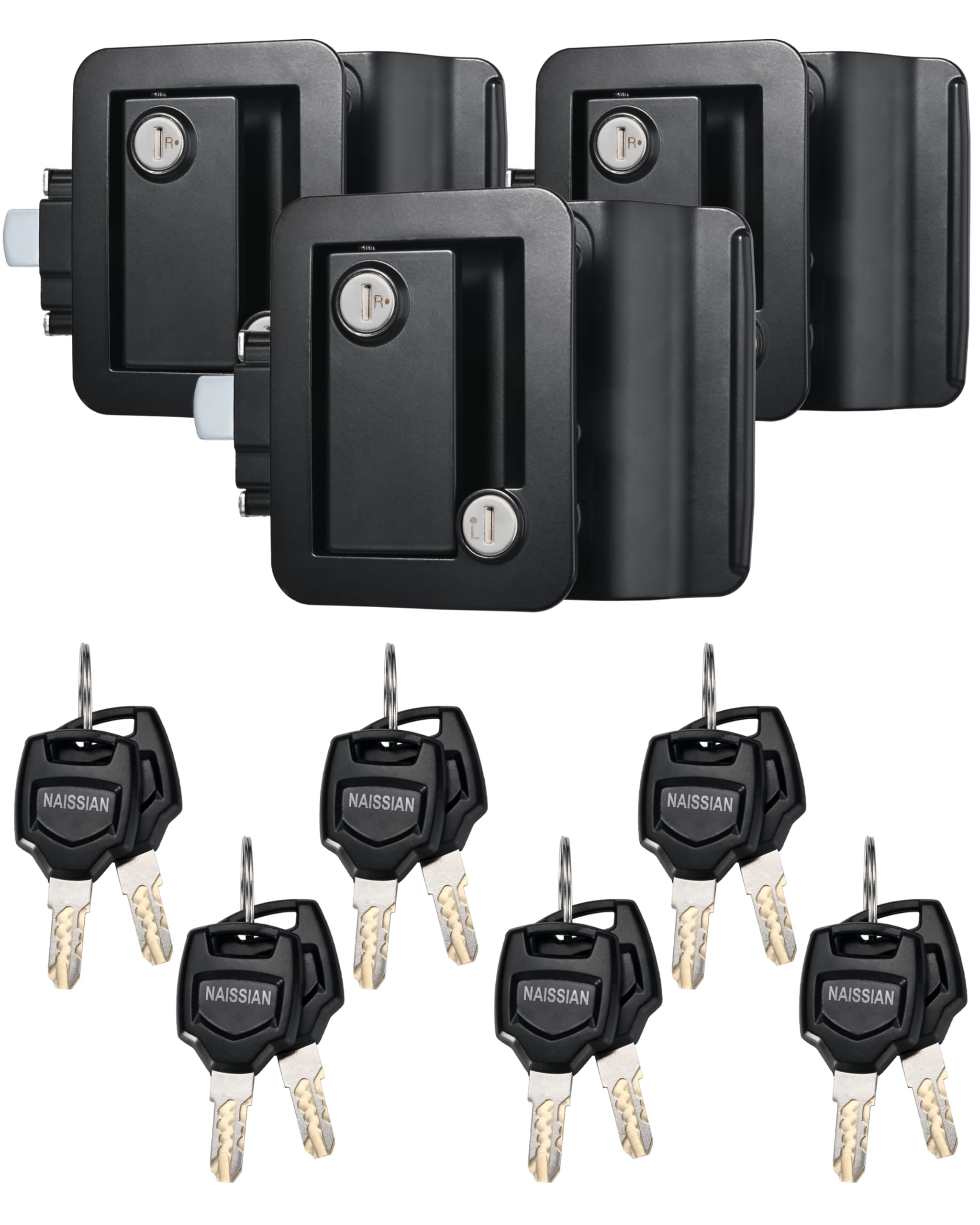 Universal RV Camper Door Lock Latch with Deadbolt & Handle - Heavy Duty Security Lock for Travel Trailers, 5th Wheels & Compartment Doors (Black, 3-Pack with 12 Matching Keys) | Perfect for Outdoor Adventures & Camper Security
