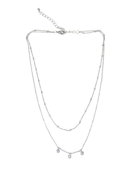Elegant Double Layer Crystal Necklace in Sterling Silver - Perfect for Weddings, Parties & Everyday Wear