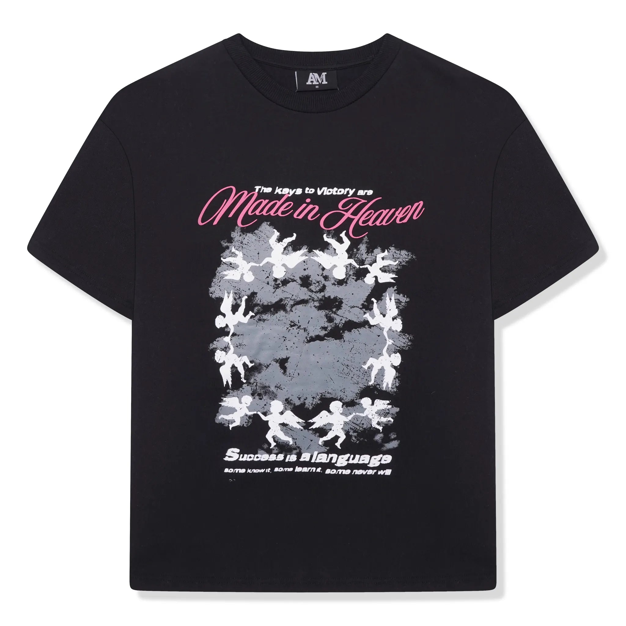 Amicci Angeli Graphic Black T-Shirt for Men - Cool Vintage Style Cotton Tee - Perfect for Casual Wear, Street Fashion & Gifts