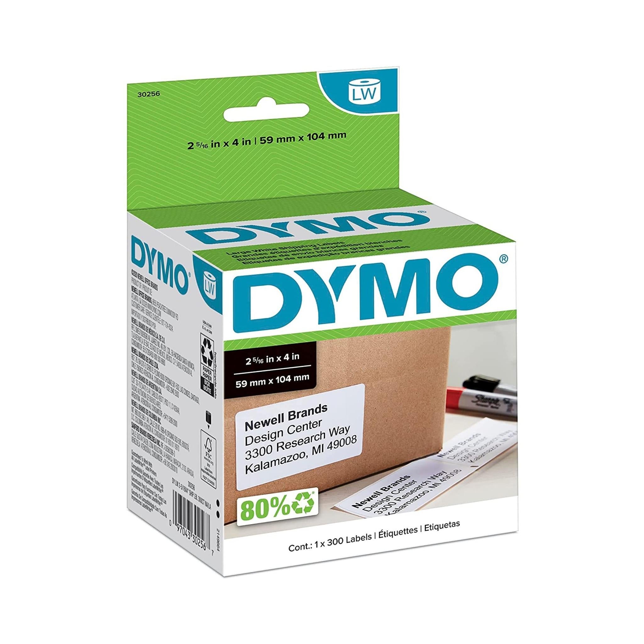 DYMO LabelWriter 2 x 5/16 x 4 Inch Large Shipping Labels - 300 Labels per Roll - Perfect for USPS, UPS, FedEx & Amazon FBA Shipments