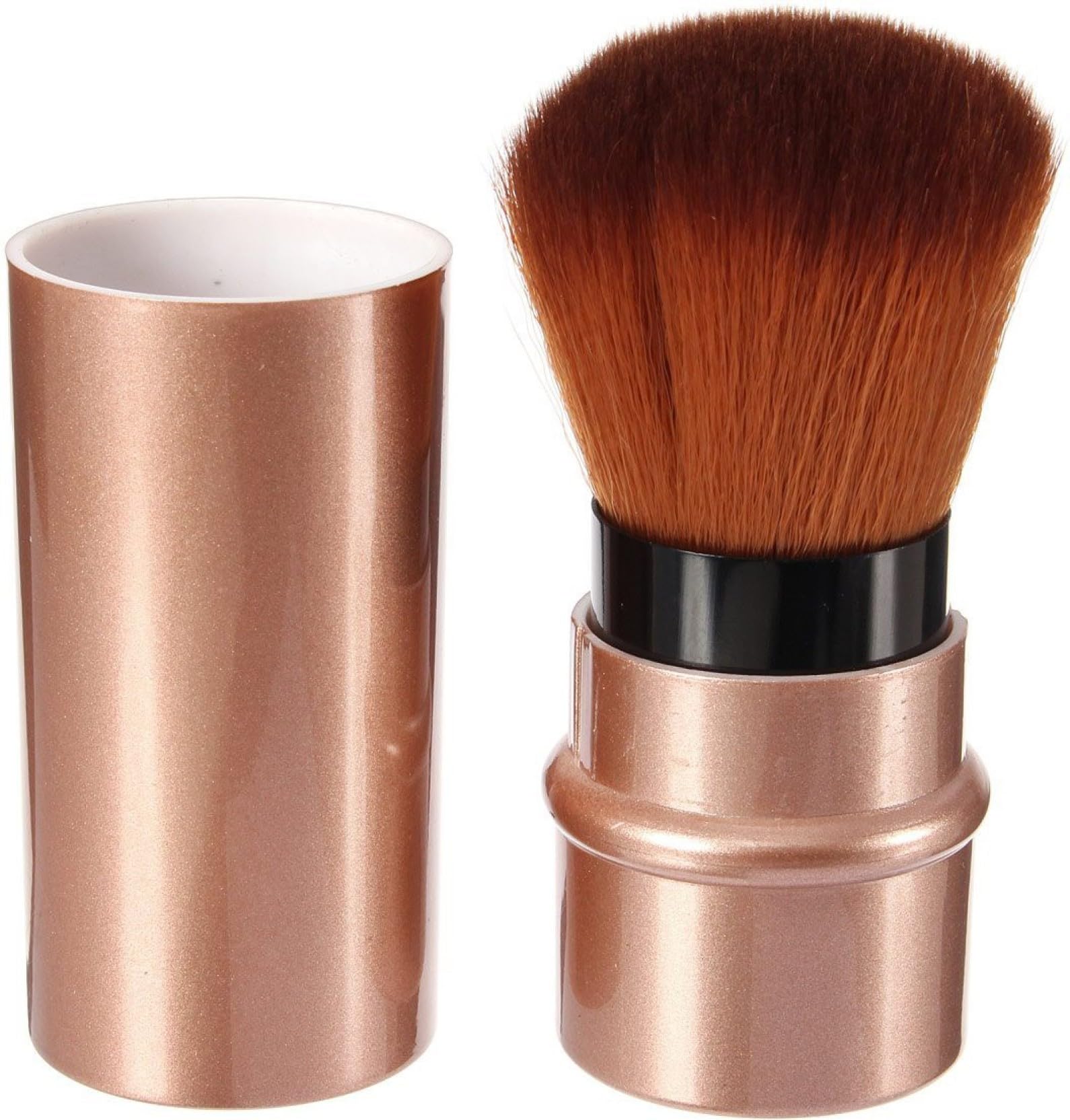 KIRA Retractable Cosmetic Brush for Powder, Blush, Concealer & Mineral Makeup - Portable Travel Brush with Cover - Perfect for On-the-Go Touch Ups & Professional Makeup Application (Pack of 1)