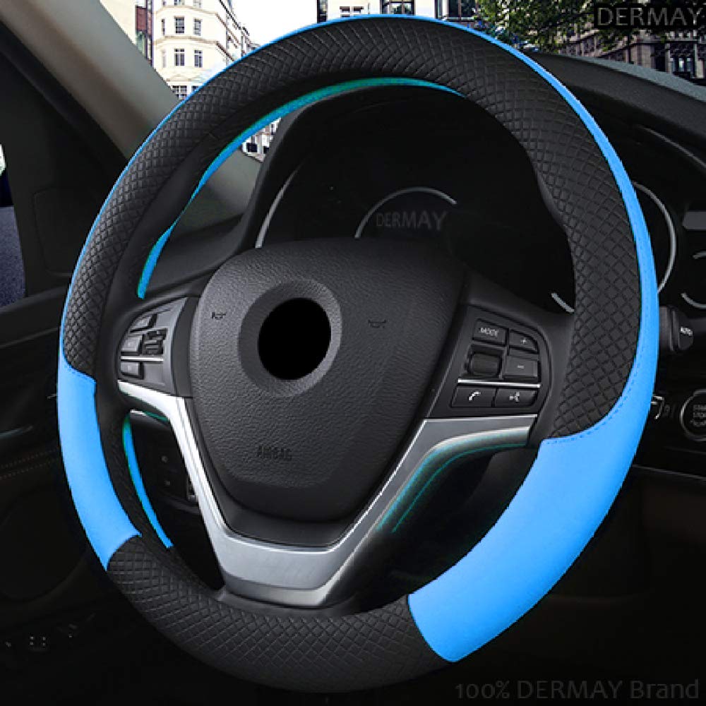 Premium Anti-Slip Leather Steering Wheel Cover 38cm (15