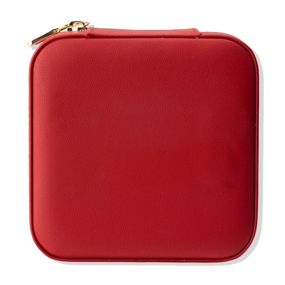 SOUL MAMA Travel Jewelry Organizer Case - PU Leather Jewelry Storage Box for Women | Compact Jewelry Travel Bag with Multiple Compartments | Perfect for Vacation, Business Trips & Daily Use