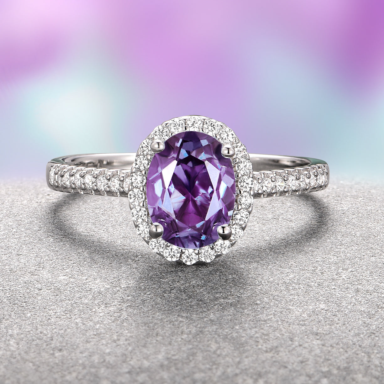 Stunning Iris Simulated Alexandrite Ring in Sterling Silver - Perfect for Engagement, Anniversary & Special Occasion Gifts
