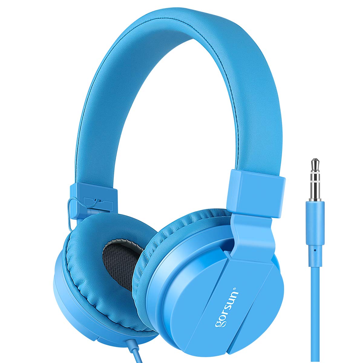 Gorsun Kids Headphones with Volume Limit - Safe Over-Ear Headphones for Boys & Girls - Blue for School & Travel