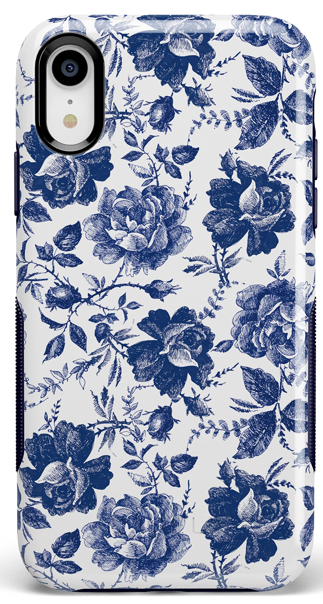 Casely iPhone XR Floral Case - Rose to Fame Design | Blue & White Rose Phone Cover | Protective Slim Fit Case for Women & Girls | Perfect for Everyday Use, Work & Travel