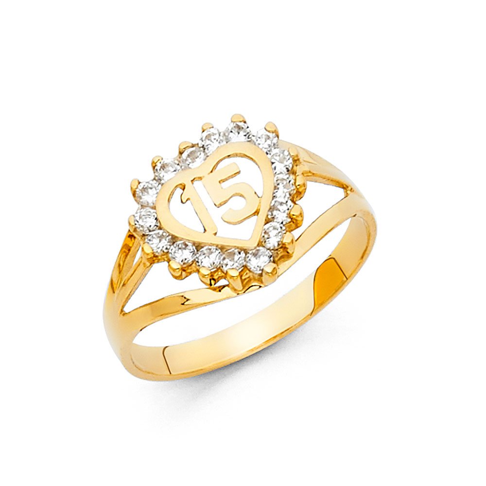 14K White, Yellow & Rose Gold Tri-Color Cubic Zirconia Ring for 15th Birthday, Quinceañera & Anniversary - Elegant CZ Jewelry for Special Occasions & Gifts