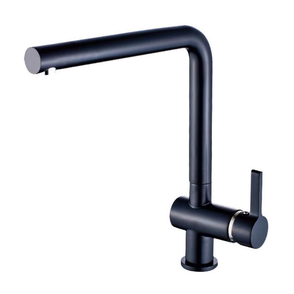 Black Kitchen Mixer Tap - Cold & Hot Water Sink Faucet with 360° Rotation for Dish Washing & Food Prep - Perfect for Modern Kitchens & Small Spaces