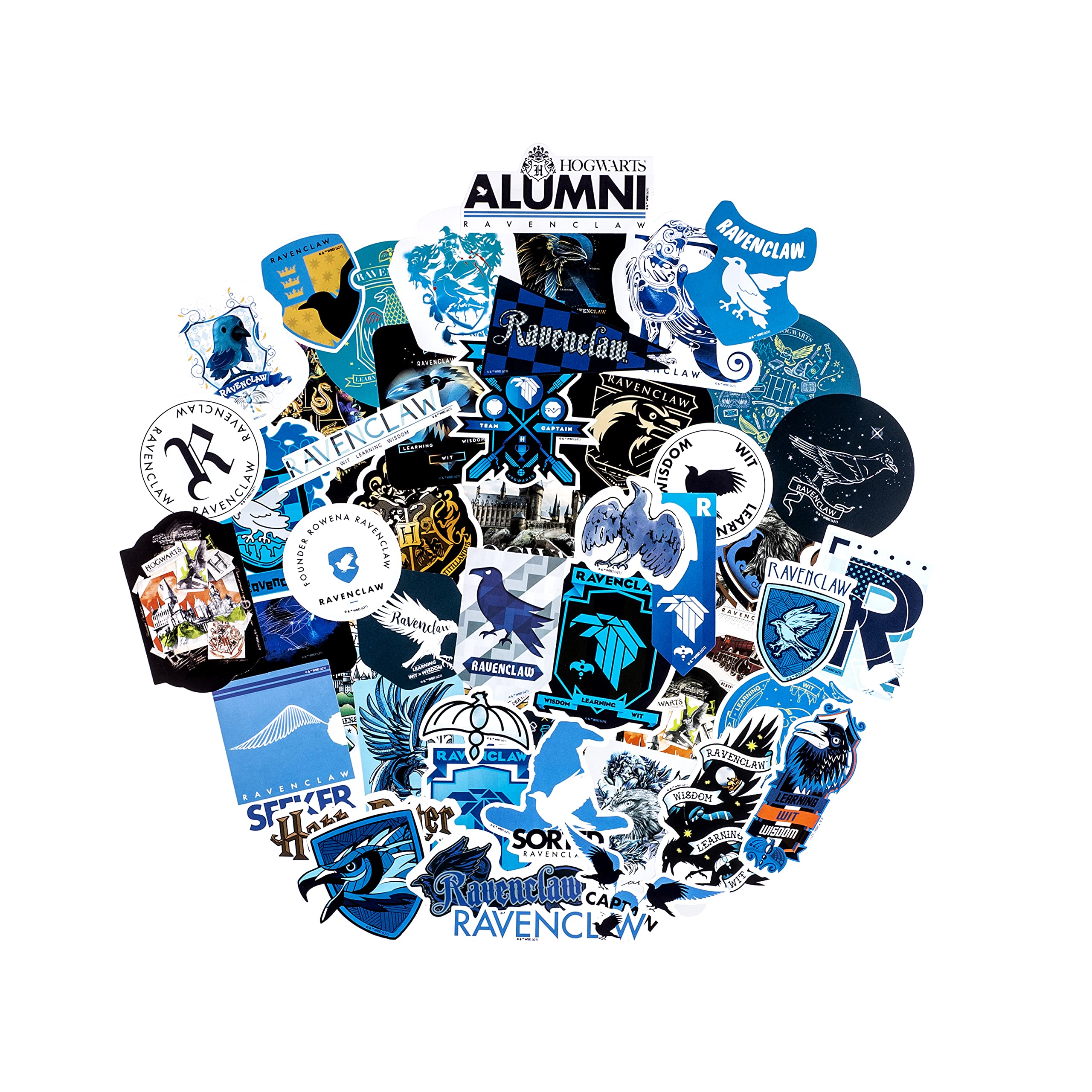 Harry Potter Ravenclaw Vinyl Stickers 60-Pack - Holographic, Waterproof & UV Resistant Decals for Laptops, Phones, Tablets - Perfect for School Supplies, DIY Crafts & Potter-Themed Gifts