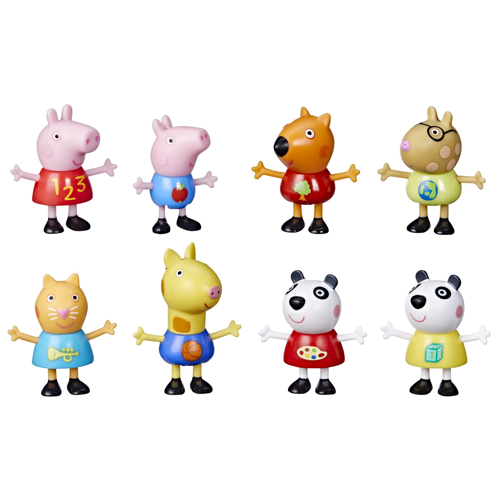 Peppa Pig School Classroom Toy Figures 8-Pack - Peppa Pig, George Pig, Peggi Panda, Candy Cat & More - Educational Playset for Kids Ages 3+ - Perfect for Preschool Learning, Role Play & Back to School Gifts (Amazon Exclusive)