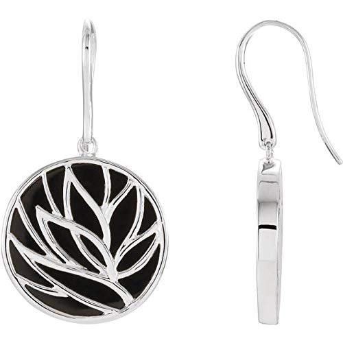 925 Sterling Silver Onyx Floral Earrings for Women - Elegant Gift for Her | Party & Wedding Jewelry
