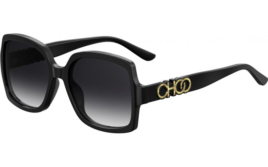Jimmy Choo Sammi Square Sunglasses for Women - Classic Black UV Protection Sunglasses | Perfect for Summer, Beach, and Outdoor Fashion Accessories