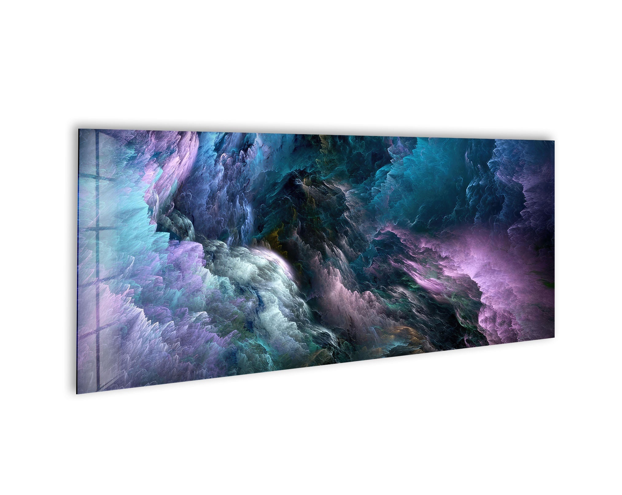 Blue Purple Clouds Abstract Glass Wall Art - Modern Handmade Glass Painting for Home & Office Decor - Perfect for Living Room, Bedroom, or Office Wall Decor