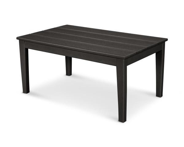 Polywood Black Newport 22 x 36 Inch Coffee Table - Durable Outdoor & Indoor Furniture for Patio, Deck, or Living Room