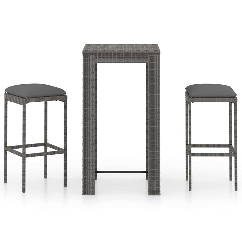 3-Piece Outdoor Bar Set with 2 Bar Stools & Table - Weather-Resistant Wicker Patio Furniture with Removable Cushions - Perfect for Backyard, Garden, Deck, Poolside or Outdoor Entertaining
