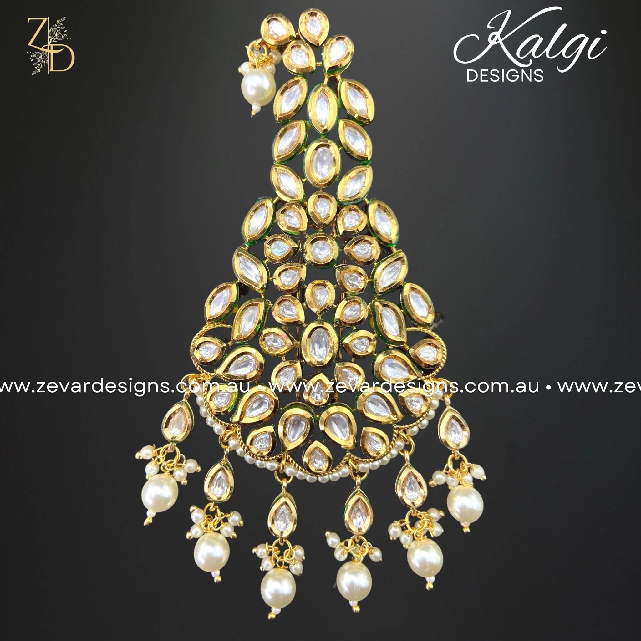 Exquisite Kundan Kalgi Pearl Hair Accessory | Traditional Indian Bridal Jewelry for Weddings & Festivals | Perfect for Brides, Dancers & Special Occasions