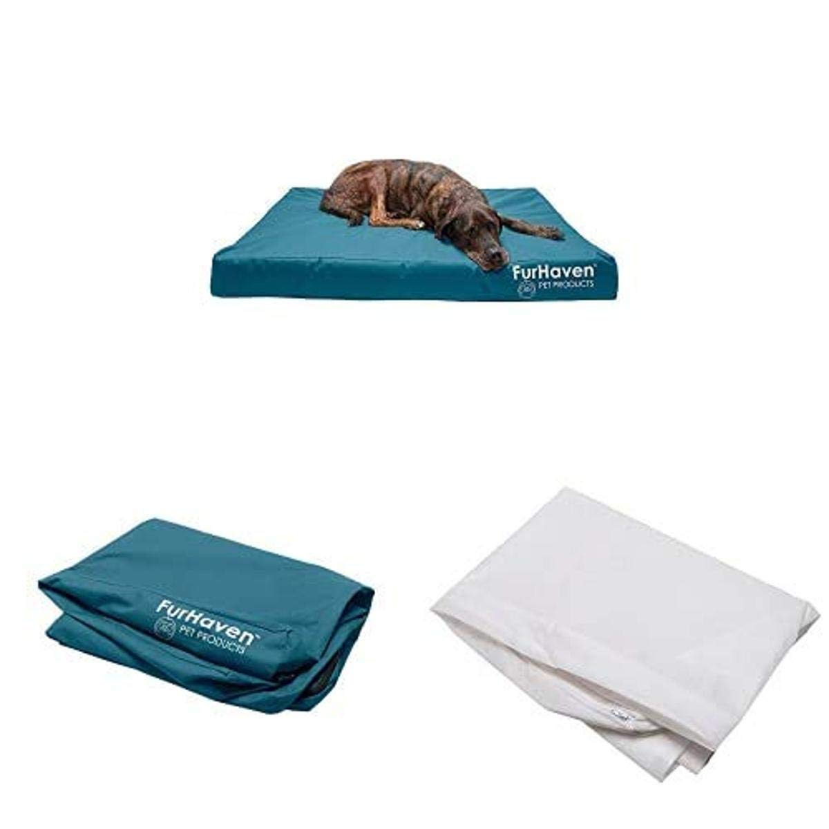 Furhaven Pet Bed Bundle - Waterproof Memory Foam Mattress with Cover for Dogs & Cats - Indoor & Outdoor Use