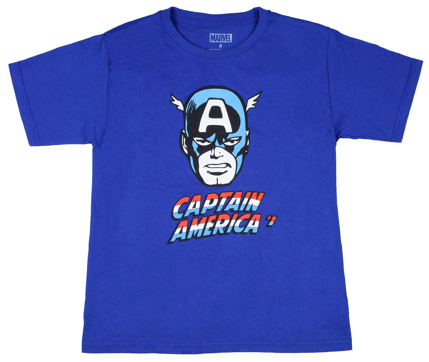 Marvel Captain America Superhero Big Face Graphic T-Shirt for Boys - Cool Avengers Costume & Casual Wear for Kids
