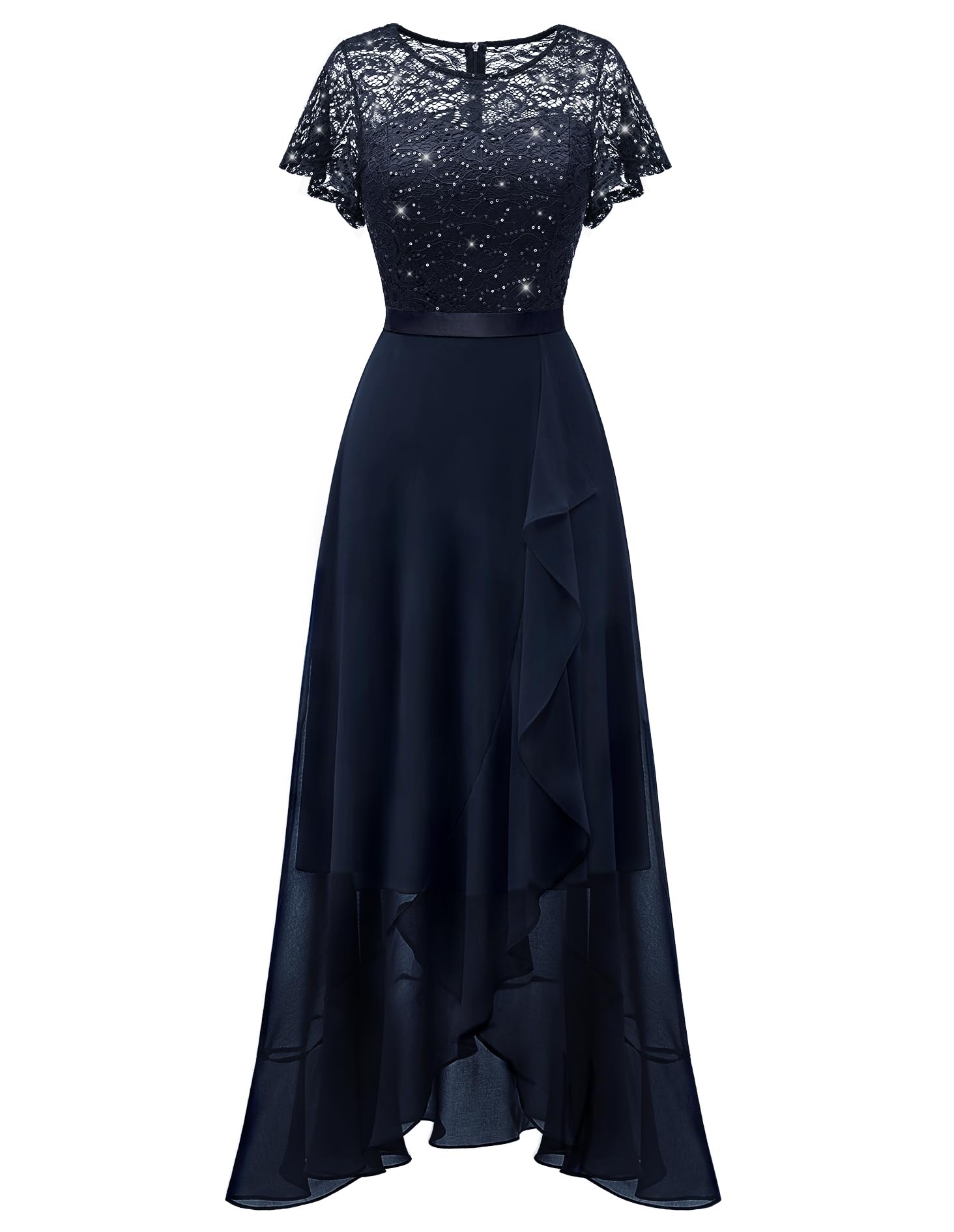 BeryLove Women's Elegant Lace Long Prom Dress with Slit - 2025 Formal Wedding Guest Cocktail Gown - Perfect for Evening Parties, Bridal Showers & Special Occasions