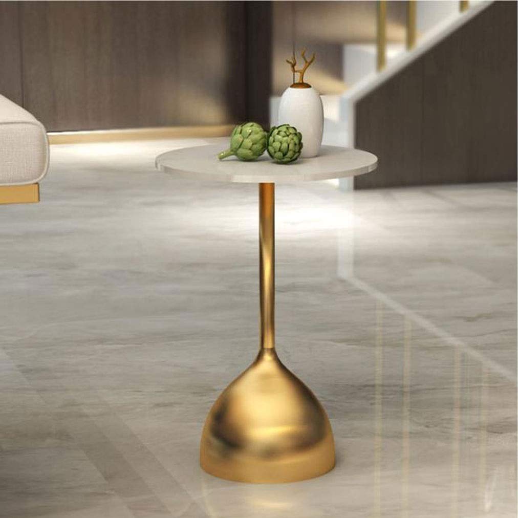 Modern White Marble Round End Table - European Style Side Table, Nightstand, Coffee Table for Living Room, Sofa Corner - Perfect for Small Spaces & Home Decor (Size: 33.5cm)