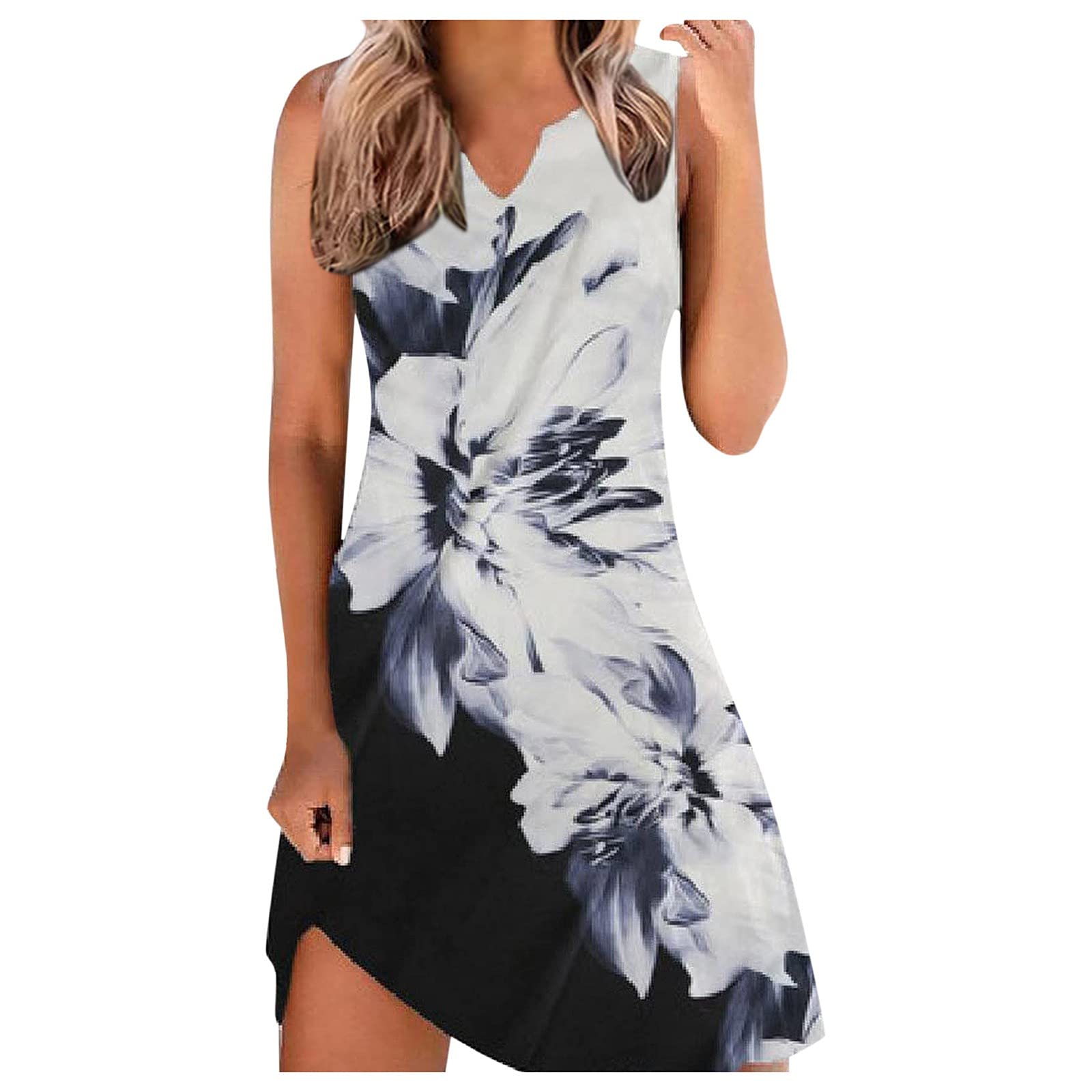 Women's Floral Sundress - Sleeveless Tank Neck Loose Casual Beach Dress for Party & Summer Outings | Perfect for Beach Vacations, Pool Parties and Outdoor Events