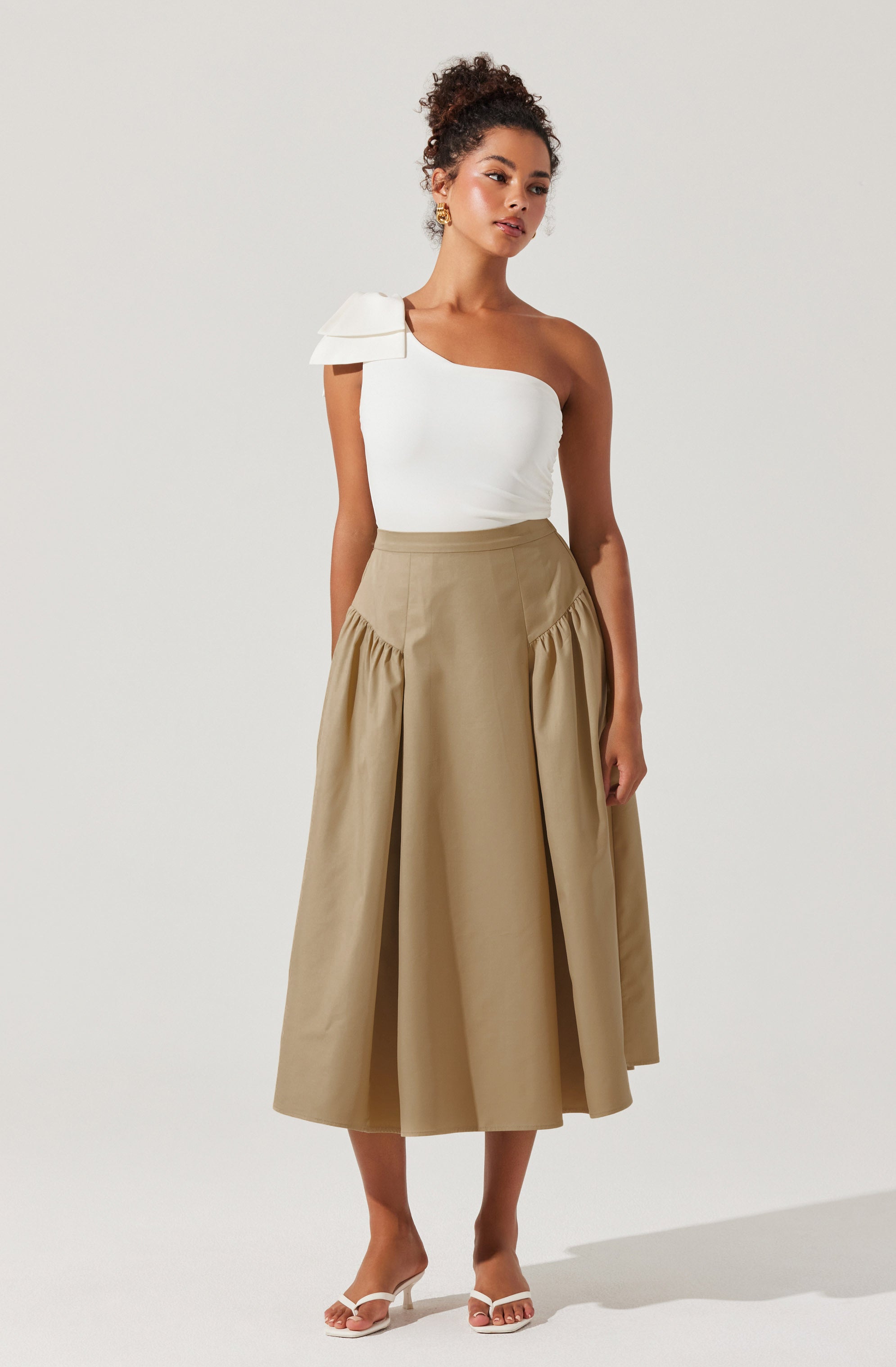 Laila Ruched Detail Midi Skirt - Women's Stretchy Bodycon Pencil Skirt for Work, Party & Date Night | Flattering High Waist Fashion Skirt for Office, Cocktail & Evening Events