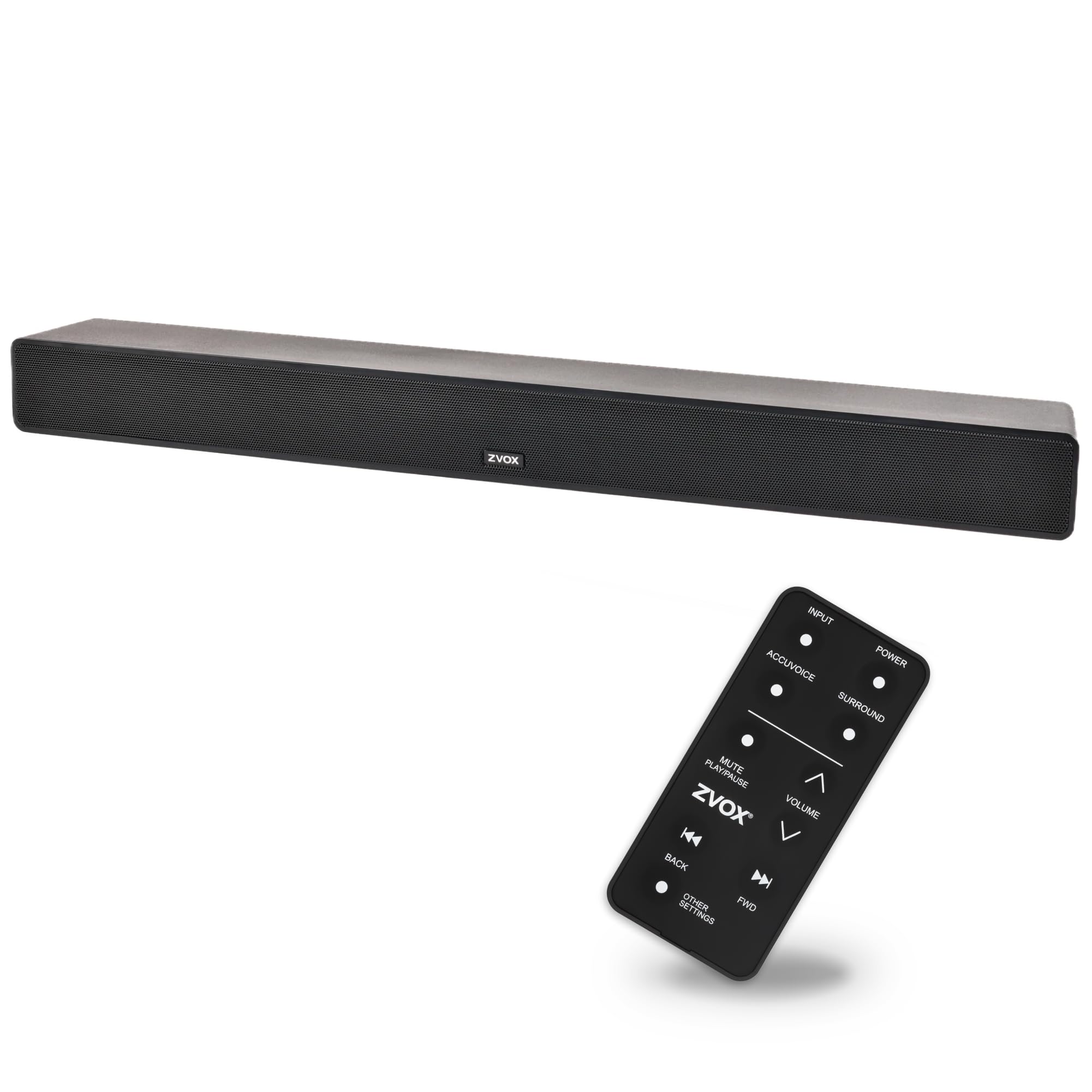 ZVOX Dialogue Clarifying Sound Bar with Patented Hearing Technology - 12 Levels of Voice Boost, AccuVoice, Ultra Low-Profile Design for Home Theater & Smart TV - AV355 Black - Ideal for Living Room, Bedroom, and Office