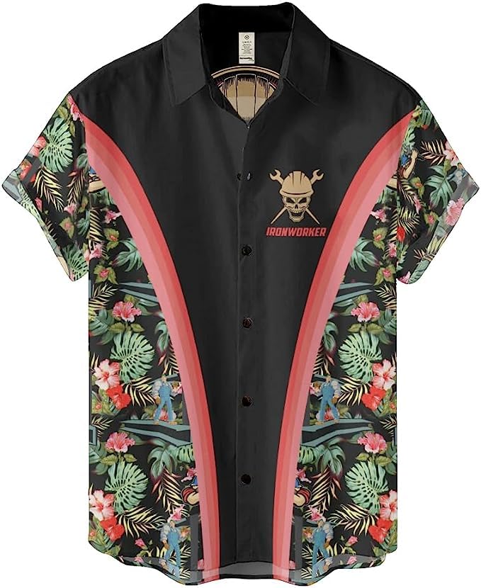 Men's Tropical Hawaiian Shirt - Short Sleeve Aloha Beach Shirt for Summer Vacation, Gift & Holiday Wear - Colorful Button Down Casual Shirt for Beach Party, Luau & Tropical Getaways
