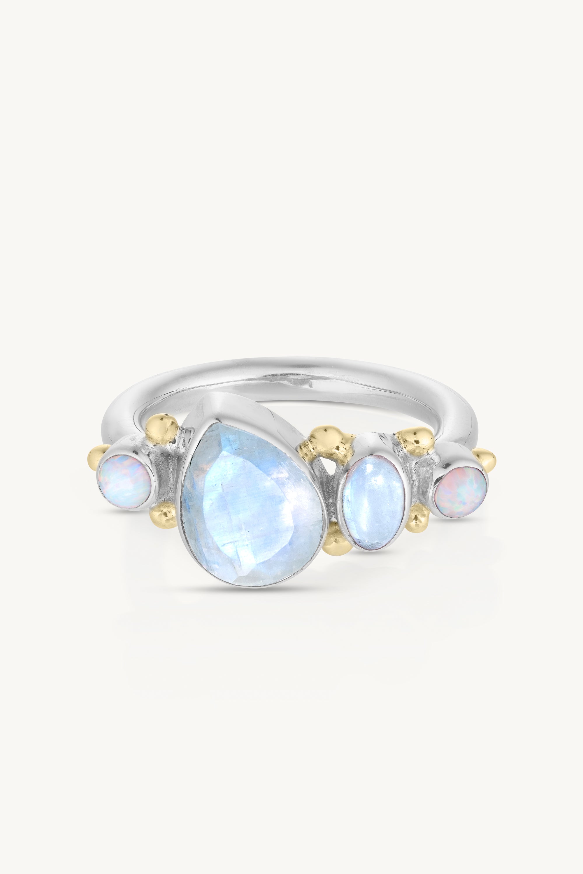 Cluster Moonstone & Opal Silver Ring for Women | Boho Chic Jewelry | Perfect for Weddings, Parties & Everyday Wear