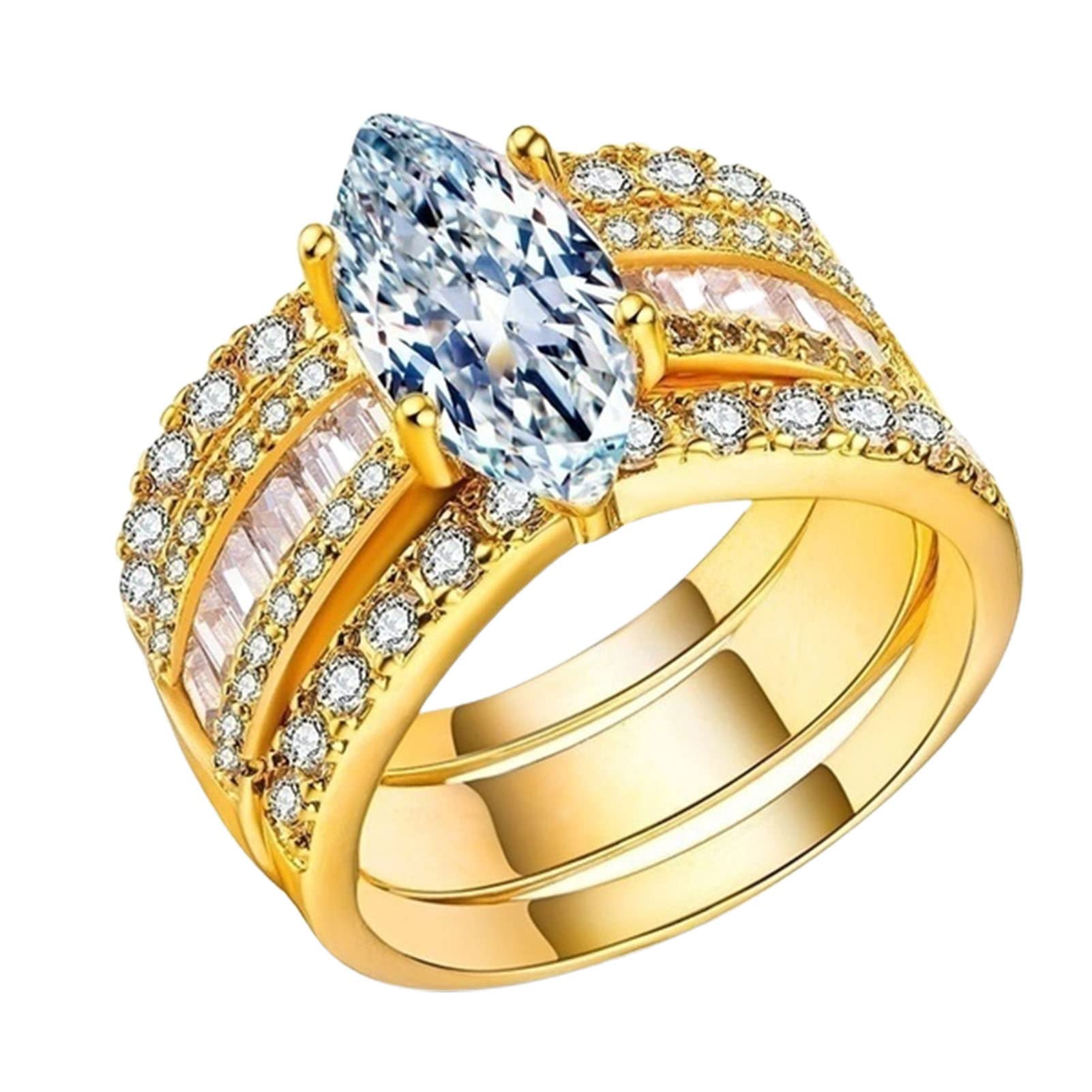 3Pcs Elegant Women's Rings Set - Sparkling Rhinestone Geometric Couple Rings for Wedding, Valentine's Day & Christmas Gifts | Perfect for Anniversary, Engagement, Party & Special Occasions