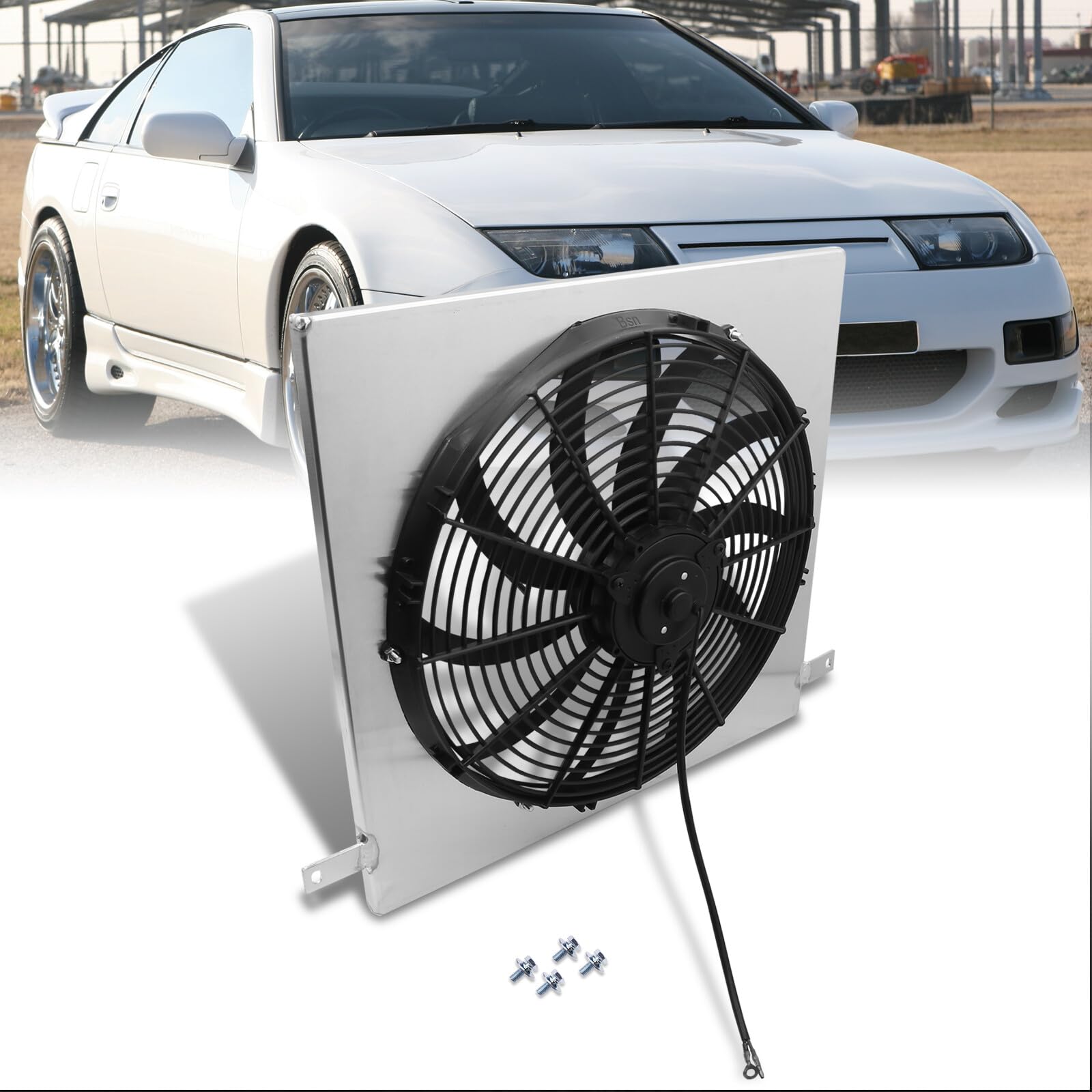 AJP Distributors Aluminum Radiator Fan Shroud Kit with 15