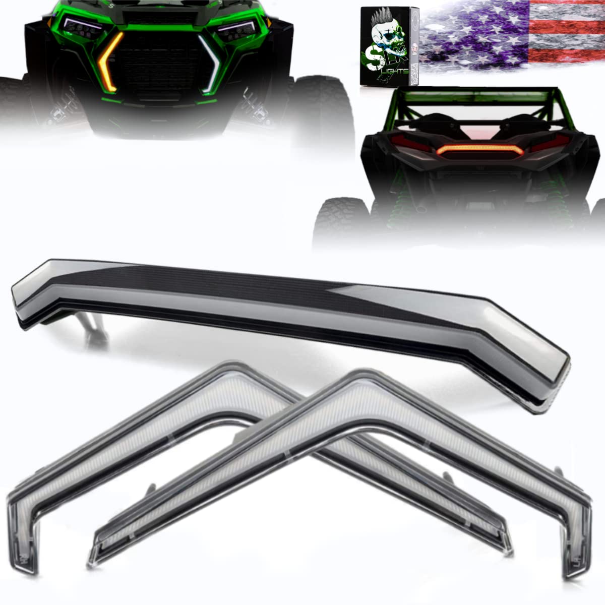 SLK-Lights RZR XP Center Tail Light - OEM Replacement for Polaris RZR XP 1000 Turbo & Sportsman 1000 XP (2019-2021) - Smoke Bundle Rear Accent Lamp for Enhanced Visibility & Off-Road Safety