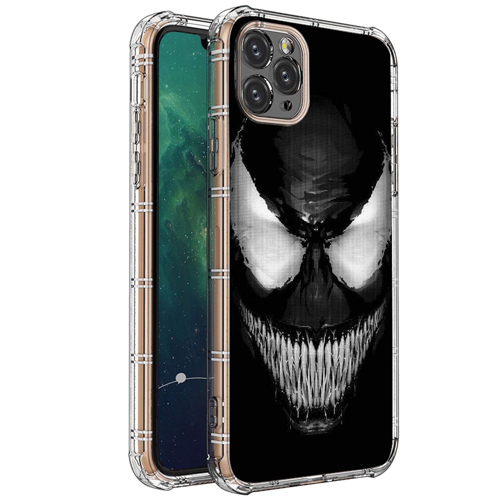 iPhone 11 Pro Case - Clear Protective TPU Bumper with Cool Mask Pattern Design | Shockproof & Scratch-Resistant Cover for Apple iPhone 11 Pro | Perfect for Daily Use, Travel & Outdoor Activities