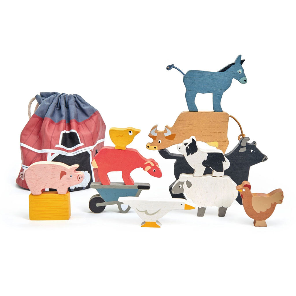 Tender Leaf Wooden Stacking Farmyard Toy - Educational Animal Blocks for Toddlers, Kids Learning & Play - Perfect for Preschool, Daycare & Home Playtime