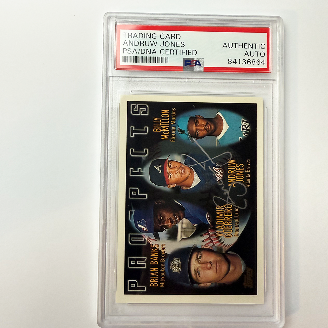 Andruw Jones Signed 1996 Topps Rookie Card #435 PSA Certified Authentic Auto - Perfect for Baseball Memorabilia Collectors and Atlanta Braves Fans