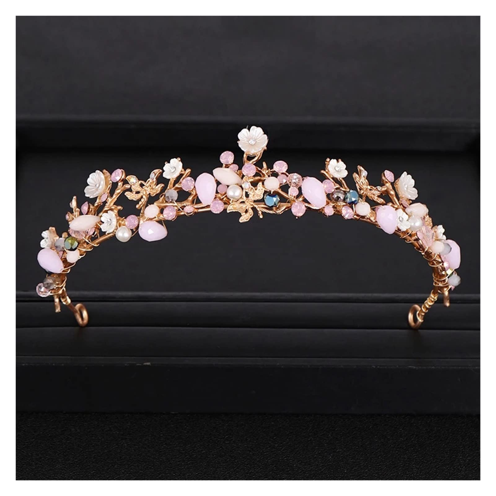 Handmade Gold Bridal Tiara with Pearls & Rhinestones - Elegant Wedding Hair Accessories for Brides, Bridesmaids & Special Occasions - Perfect Gift for Weddings, Prom & Formal Events (One Size)
