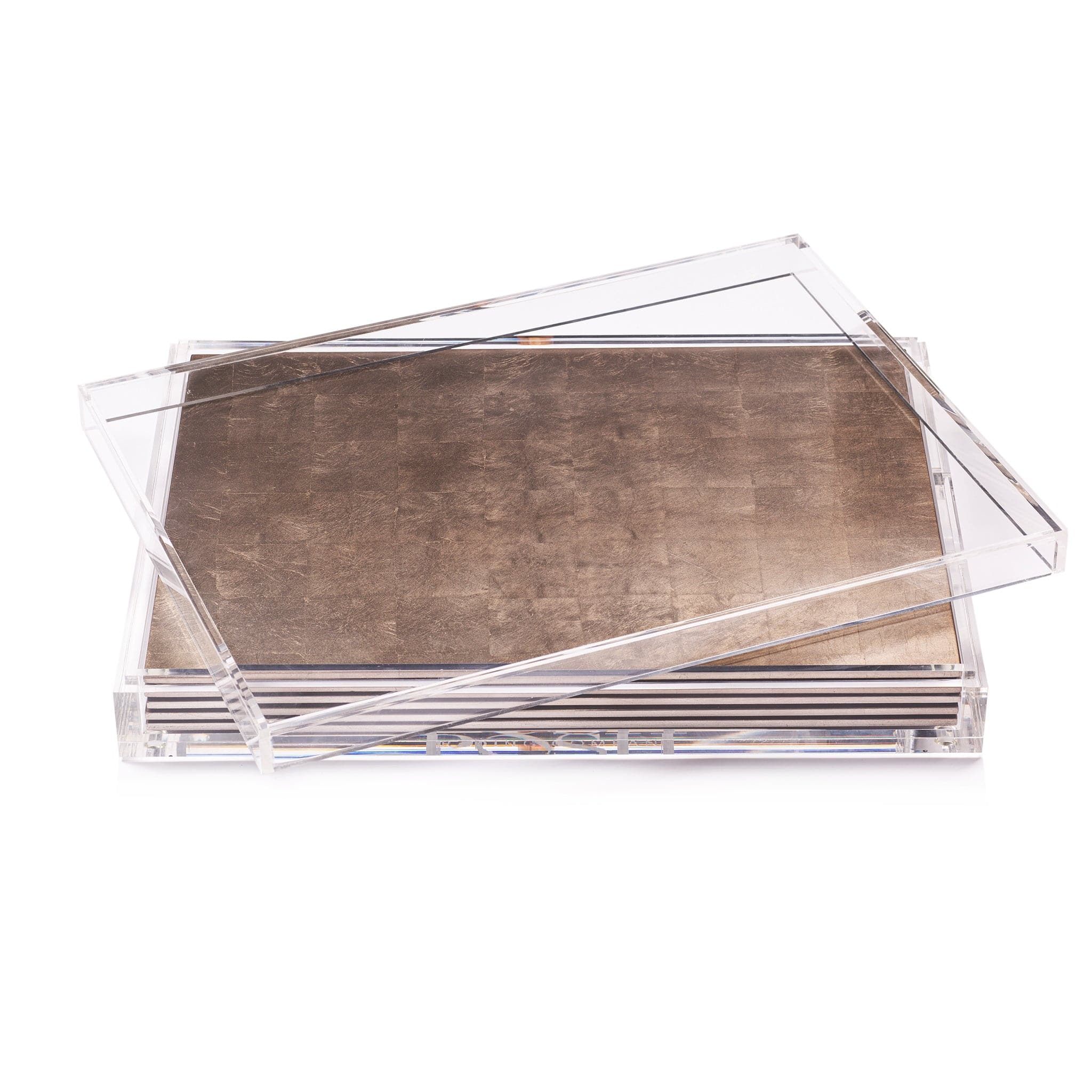 Elegant Servebox Clear Silver Leaf & Chic Matte Taupe Tableware Set - Perfect for Dinner Parties, Wedding Receptions & Home Decor