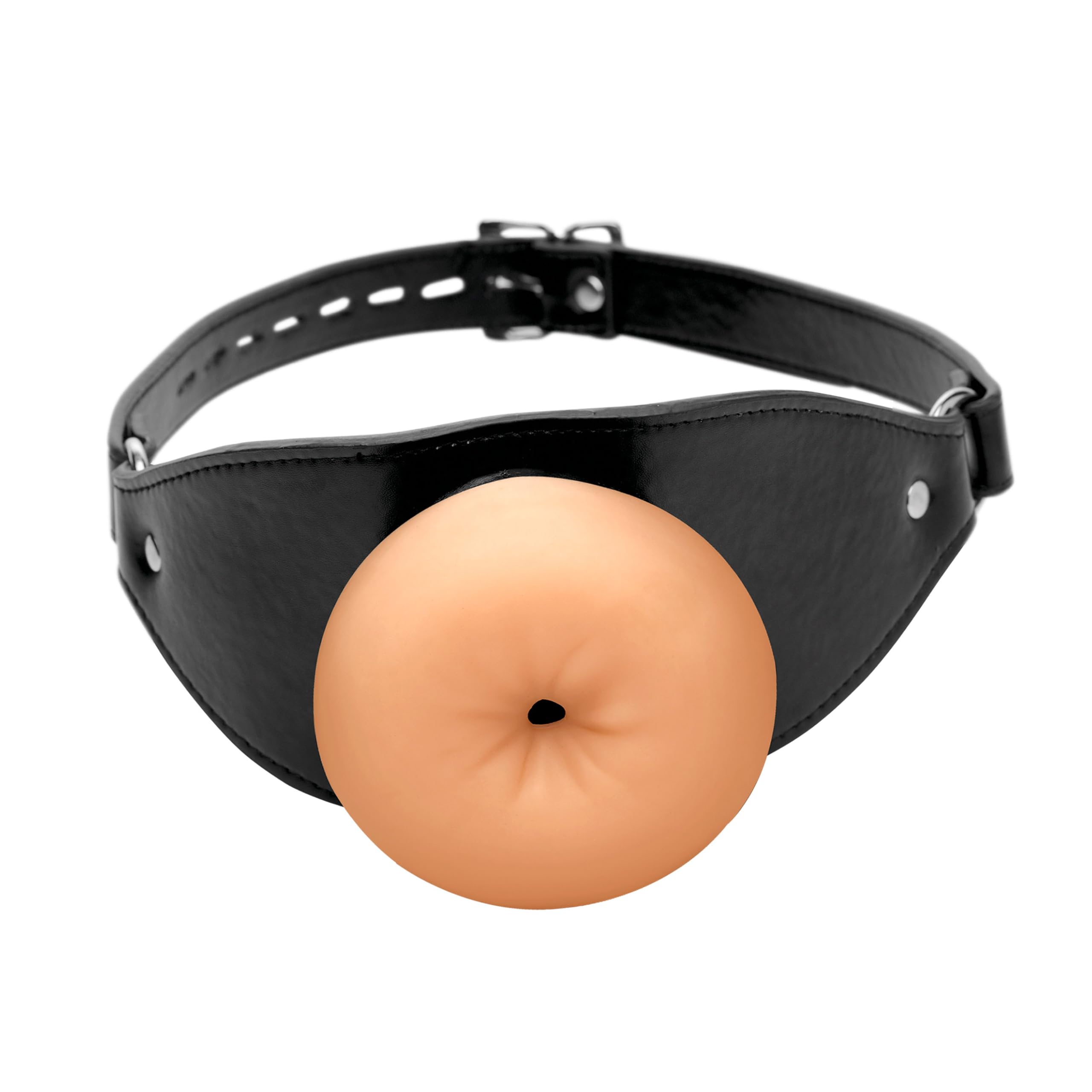 MASTER SERIES Ass Face Mouth Gag for Adults & Couples - Vegan-Friendly, Nickel-Free Metal Buckles, Soft TPE Material - Keeps Mouth Open Comfortably - Perfect for BDSM, Roleplay & Spicy Couples Play (1 Piece, Black & Light)