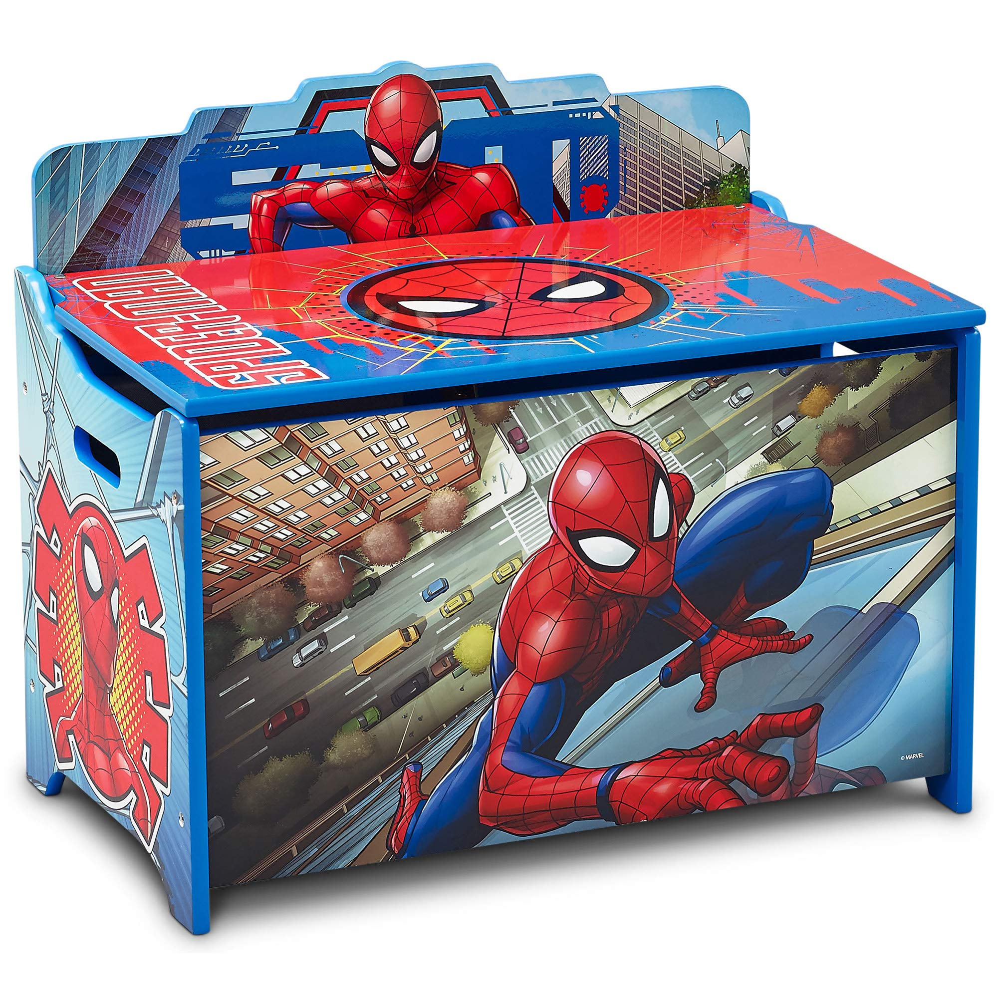 Delta Children Deluxe Toy Box with Spider-Man Design - Kids Storage Organizer for Toys, Books & Clothes | Perfect for Bedroom, Playroom & Nursery Organization