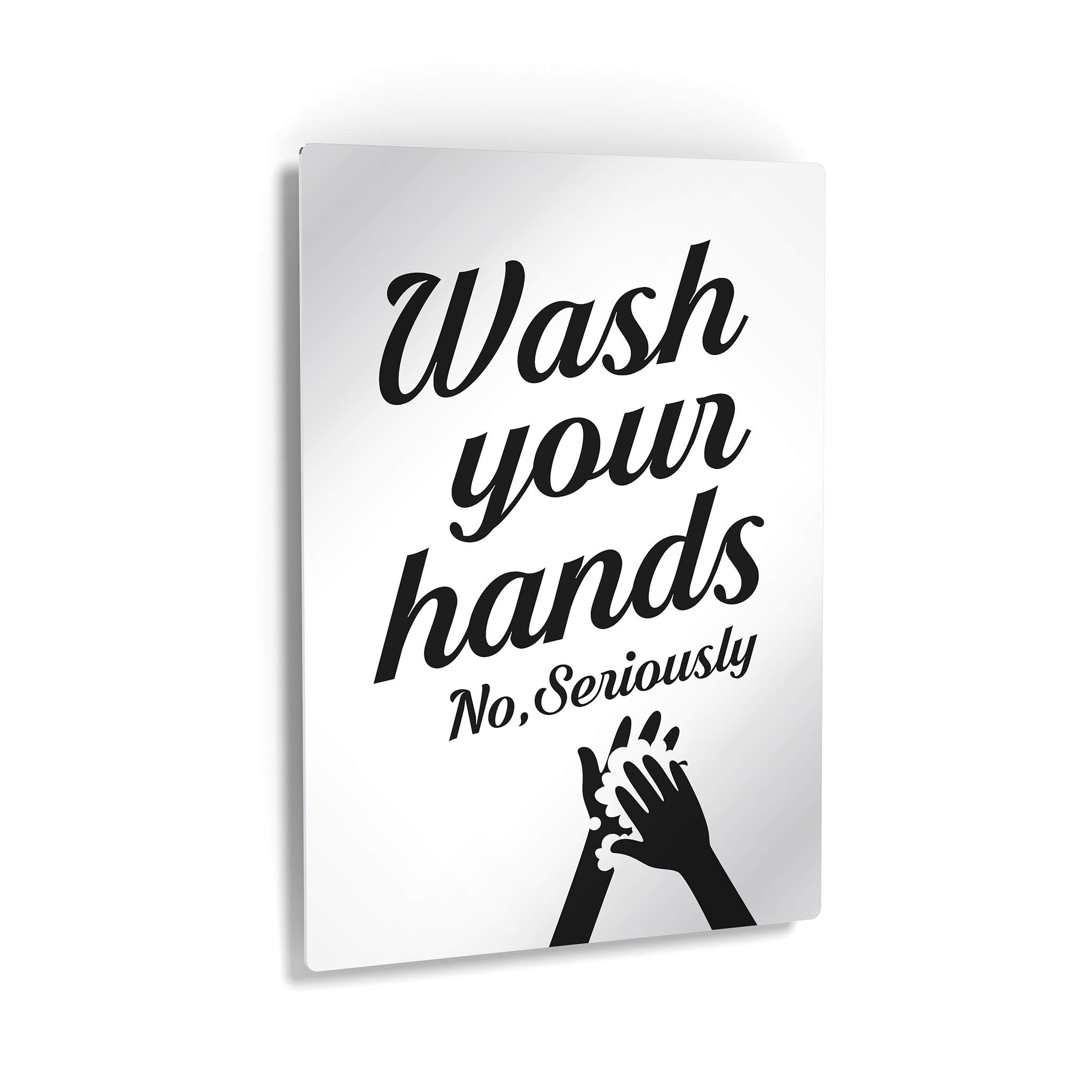 Funny Bathroom Wall Art - 'Wash Your Hands No Seriously' Metal Print Sign | 24x16 Ready to Hang Home Decor | Made in USA | Perfect for Powder Rooms, Guest Baths & Farmhouse Style Decor