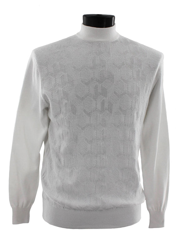 Bassiri Long Sleeve Mock Neck White Sweater 638 - Women's Casual Pullover for Fall & Winter Fashion | Perfect for Office, Dates, and Holiday Outfits