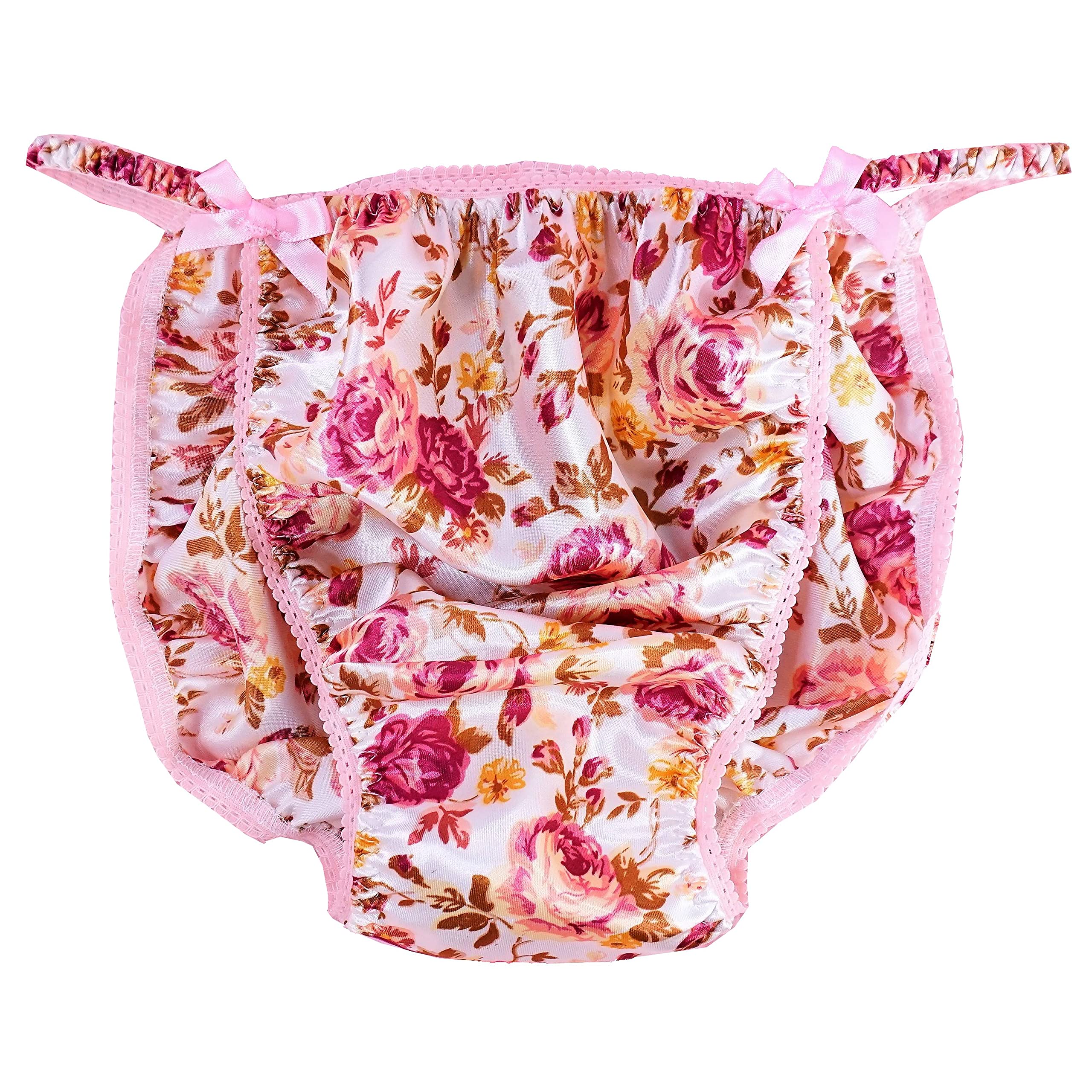 Ania's Poison Sissy Panties Floral Roses Satin String Bikini Shiny Men's Underwear S-2X (Large) - Perfect for Crossdressing, Cosplay, and Sensual Lingerie Wear