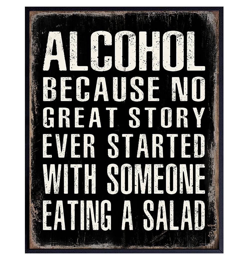 Rustic Bar Wall Decor & Alcohol Themed Art - 8x10 Man Cave Poster for Dorm Room & Home Bar - Funny Masculine Wall Art for Men's Spaces