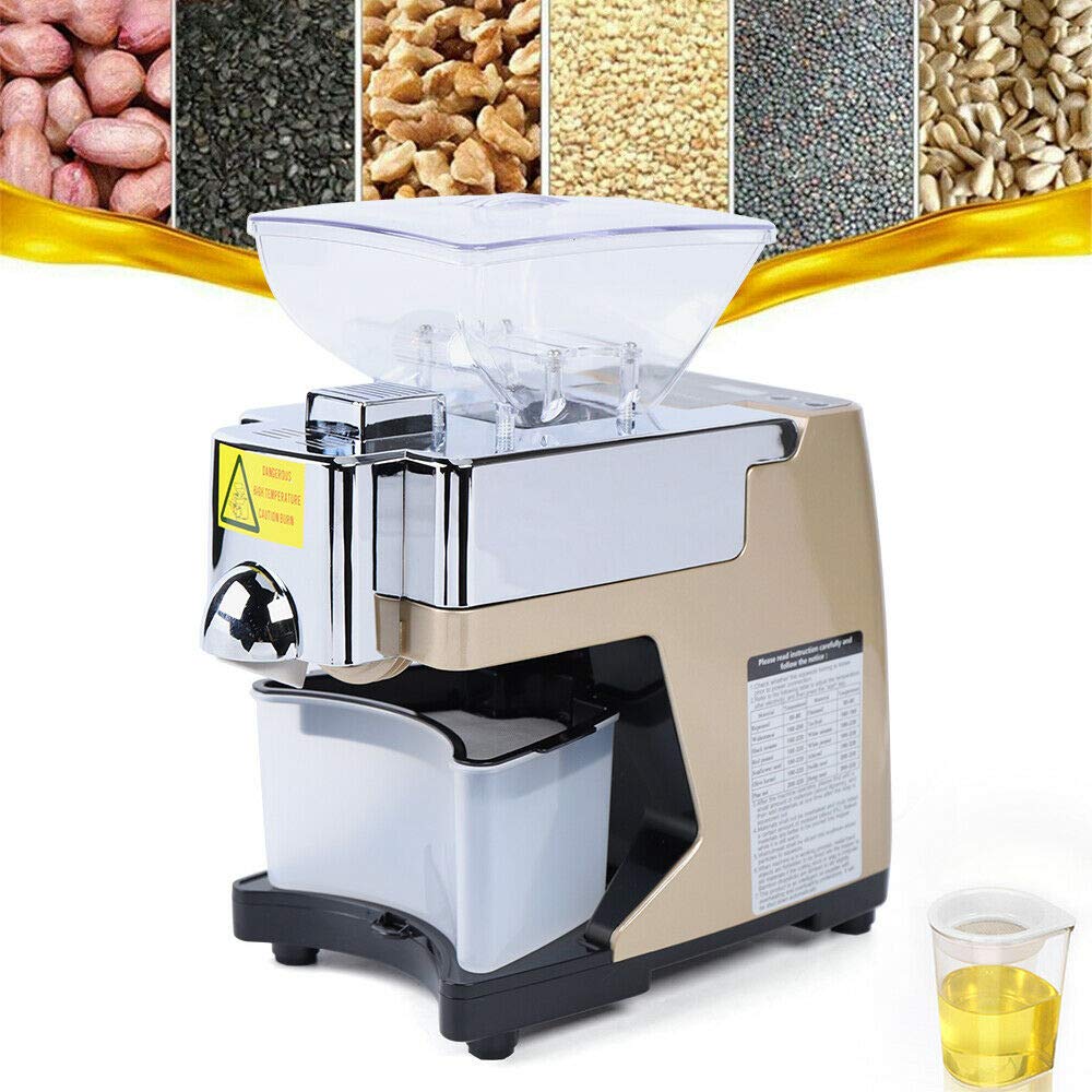 450W Cold/Hot Oil Press Machine for Olive, Nuts, Walnut & Seeds - Automatic Oil Extractor & Expeller - 304 Stainless Steel Commercial & Home Use - Perfect for Organic Cooking, Salad Dressings & DIY Beauty Products