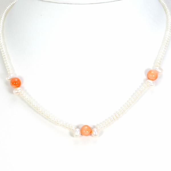 18K Yellow Gold Coral Pearl Necklace - Elegant Handmade Jewelry for Women, Perfect for Weddings, Parties & Special Occasions