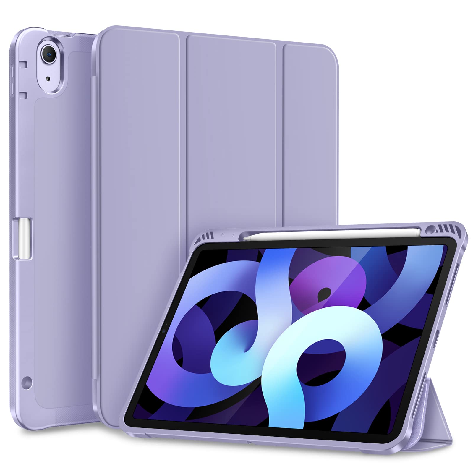 Fintie SlimShell Protective Case for iPad Air 5th/4th Generation 10.9 Inch (2022/2020) - Lightweight Soft TPU Cover with Stand, Apple Pencil Holder & Auto Sleep/Wake - Lilac Purple - Perfect for Work, School & Travel