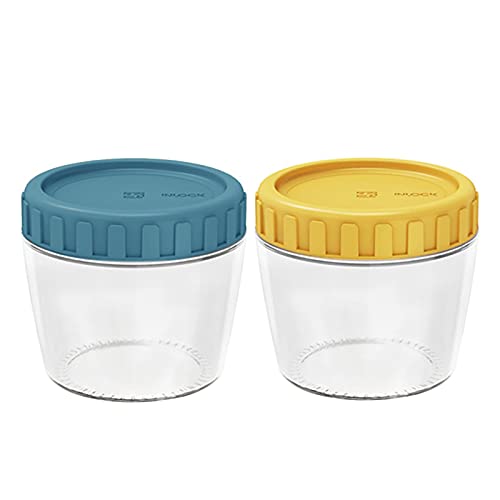 2-Pack Portable Glass Food Storage Containers with Lids - Airtight & Stackable Kitchen Jars for Meal Prep, Travel, Camping & Office Lunch - BPA-Free Leakproof Containers for Snacks, Salads & Leftovers