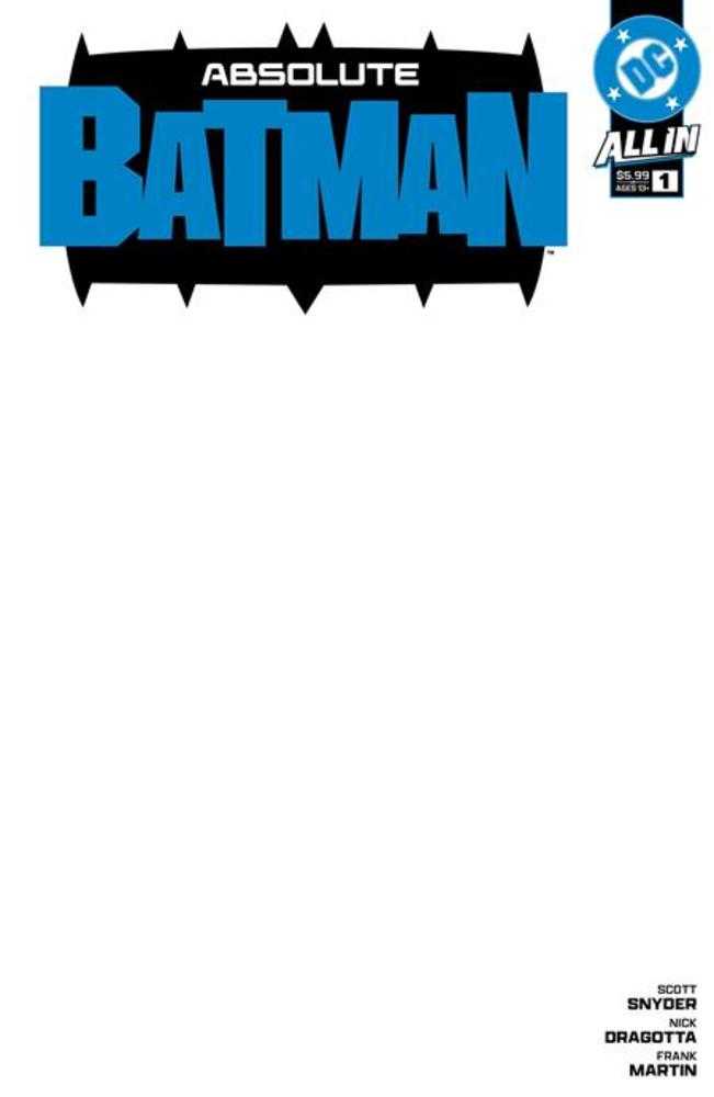 Absolute Batman #1 Cover I Blank Card Stock Variant - Collectible Comic Book for Fans, Gifts & Display - Perfect for Comic Conventions, Home Decor & Batman Memorabilia Collections